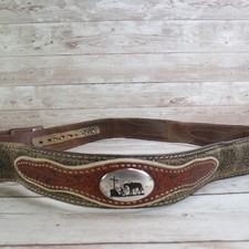 Nocona Western Belt Mens Size 34 Leather Cowboy Church Brown Western Tooled