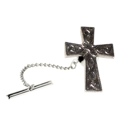 Interlaced Celtic Cross Pewter Lapel Tie Tac XWTT026 UK