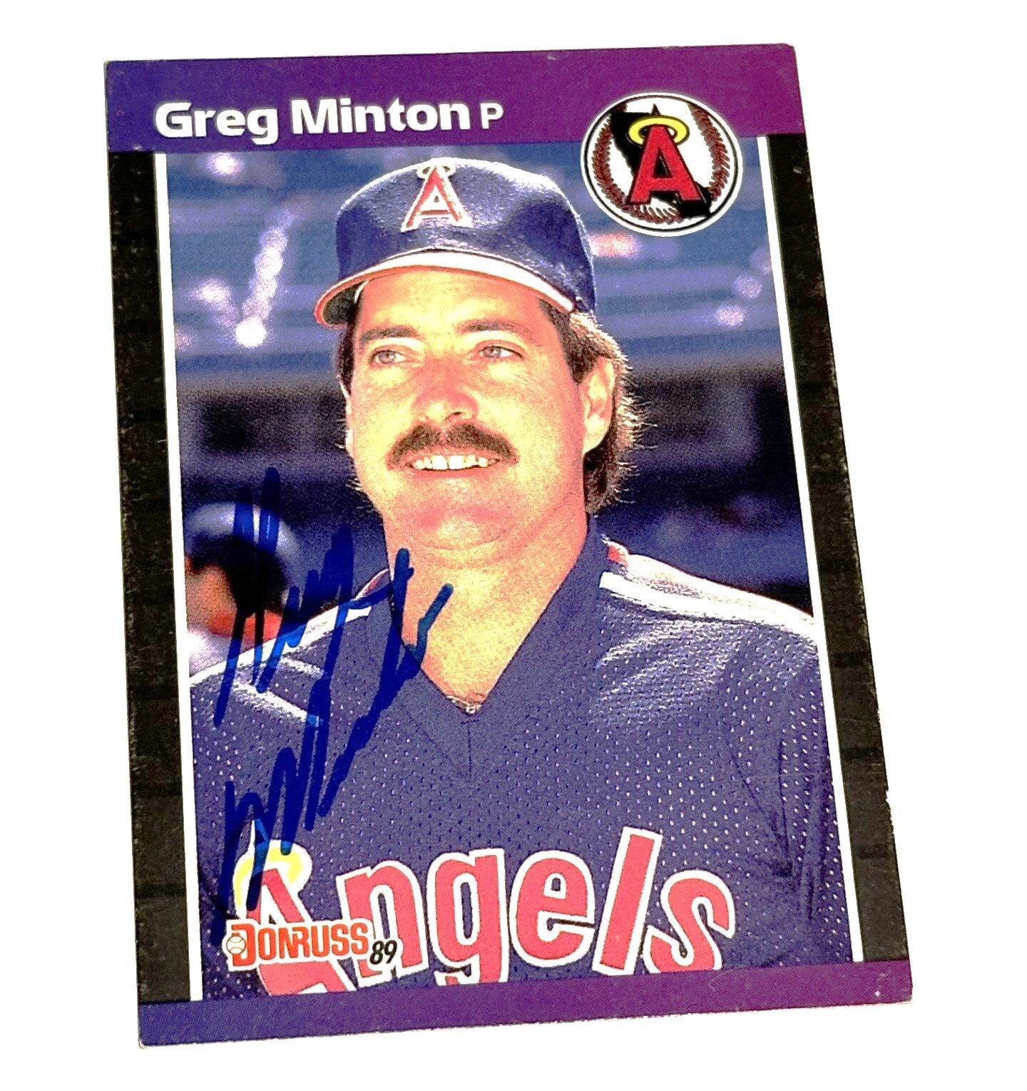 Autographed 1989 Donruss #490 Greg Minton California Angels -Rare
