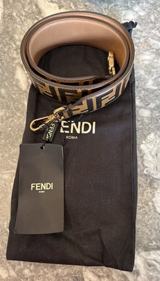 Fendi Strap You FF Zucca Logo Shoulder Strap Brown & Black