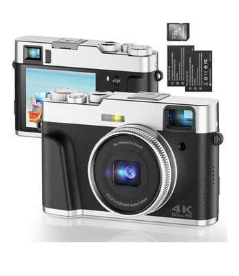  NEZINI Digitalkamera 4K 48MP UHD 16x Zoom + SD 32GB + 2x Akkus, Tasche 