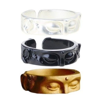 Buddhas Half Face Rings Accessory Buddhist Rings Unisex Ornaments
