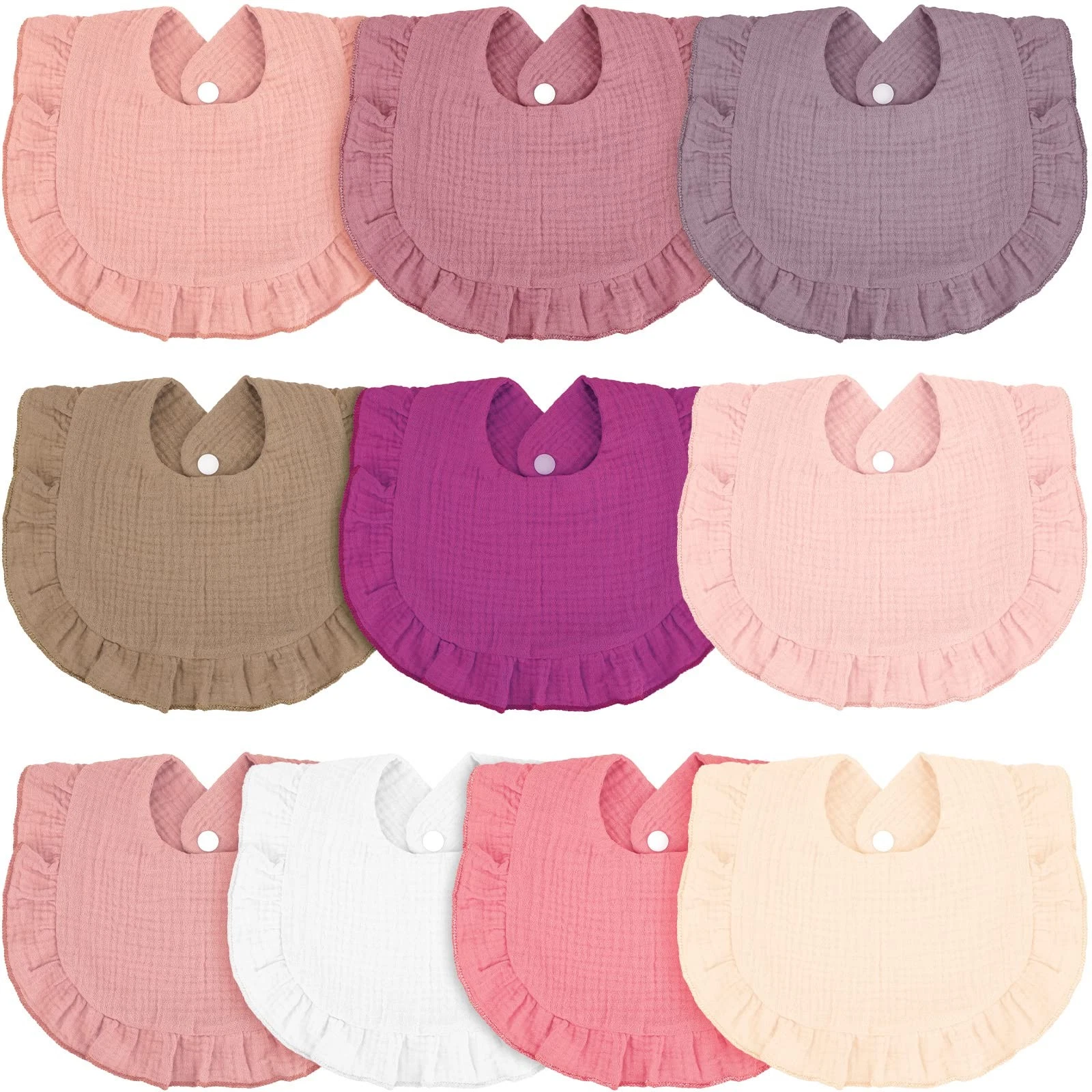 Seematn 10 Pcs Baby Muslin Bibs Drool Bibs Bandana Ruffle Soft Cotton for
Opens in a new window or t