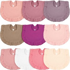 Seematn 10 Pcs Baby Muslin Bibs Drool Bibs Bandana Ruffle Soft Cotton for