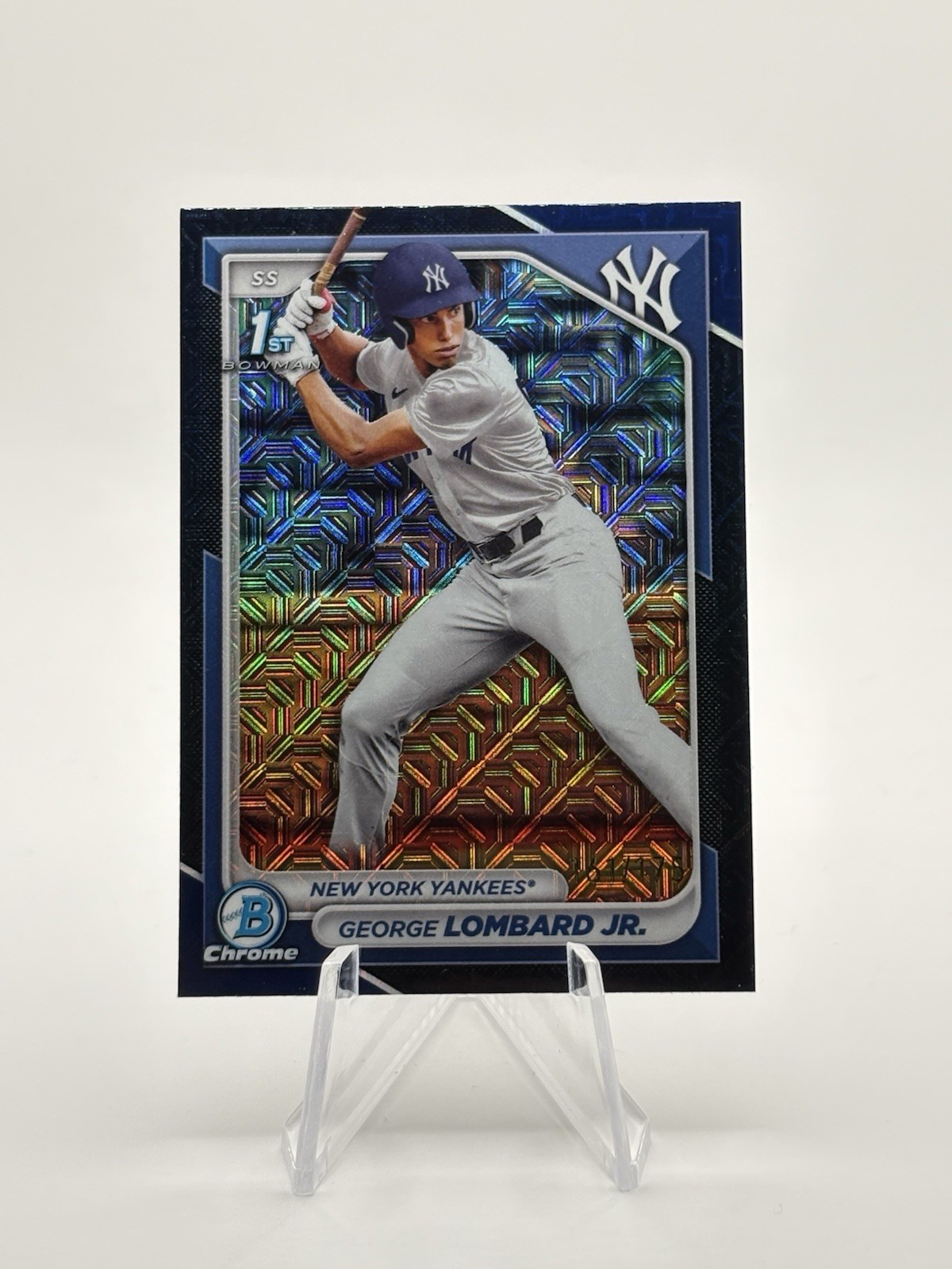 George Lombard Jr 2024 Bowman Chrome 1st Navy Blue Mojo Refractor /175 Yankees