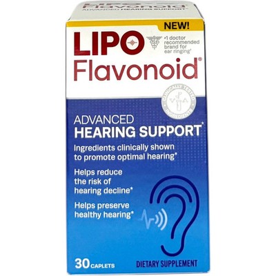 Lipo-Flavonoid Advanced Hearing Support 30 Caplets Ear Health Exp 03/2026
