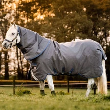 HORSEWARE IRELAND Rhino HexStop Plus 100g Light Grey/Indigo/Navy Turnout Blanket
