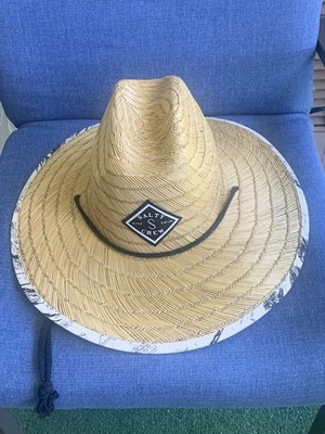 SALTY CREW STRAW HAT W/ LOGO AND UNDER BRIM GRAPHICS ADULT ONE SIZE CLEAN VG