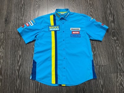 Mens Rizla+ SUZUKI Racing Team Driver Crew Button Shirt Racing F1 Formula Size L