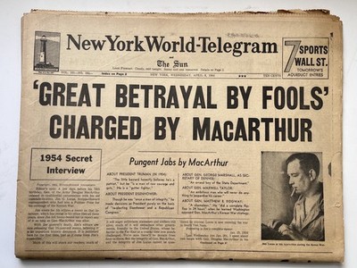 1964 MacArthur  Secret Interview  Issue   NY World-Telegram Historic Paper