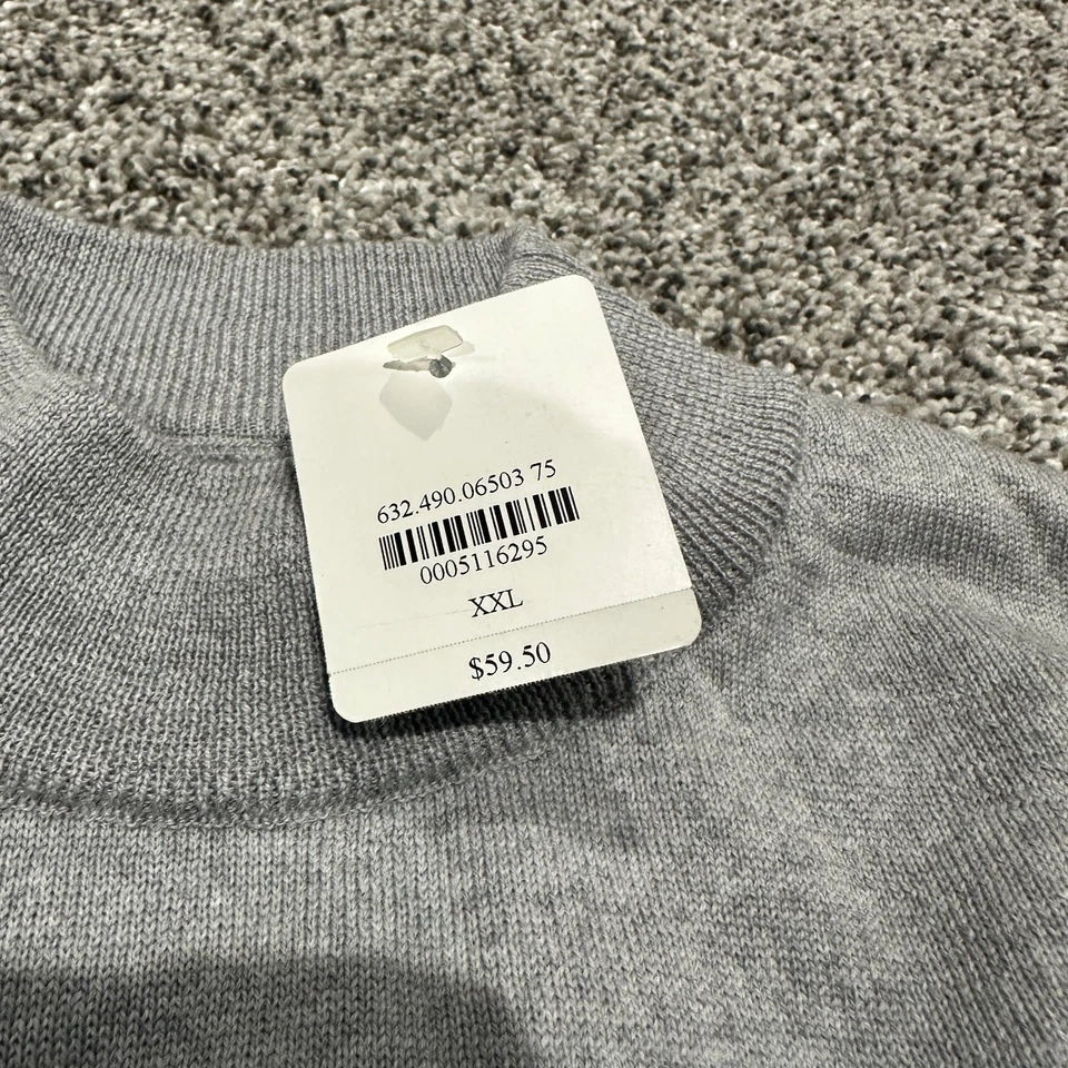 全新带标签 Bachrach 100% 精细美利奴羊毛灰色意大利长袖毛衣,尺寸 XXL — 第 4/4 张图片