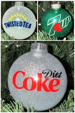 Handmade Diet Coke 7UP or Twisted Tea Themed Christmas Ornament NEW Shatterproof