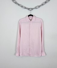 G. Inglese Mens Pink Long Sleeve Button Up Shirt Twill Weave Italy 42 16.5