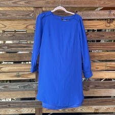 J. Crew Women's Blue Long-sleeve Shift Dress Everyday Crepe Lined Size 4