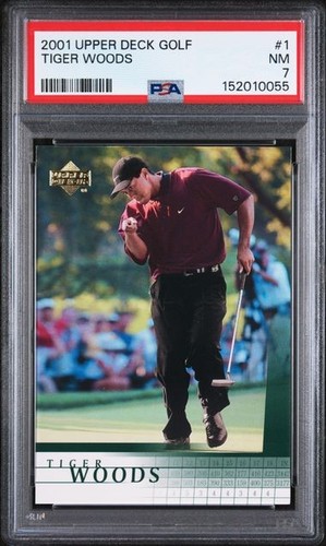 2001 UPPER DECK GOLF #1 TIGER WOODS RC Rookie Golf Card PSA 7