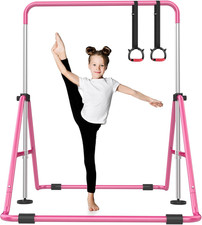 Foldable Kids Gymnastics Bar 5-Height Adjustable Indoor/Outdoor 140lb Limit