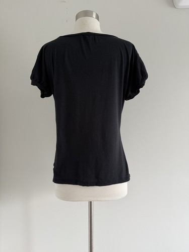 WEEKEND MaxMara COTTON JERSEY V- NECK SHORT SLEEVE SHIRT BLOUSE TOP SZ L - Picture 6 of 7