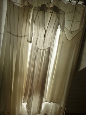 ANTIQUE 1930S CREPE THREE PIECE WEDDING DRESS SET MEDIUM CONDITION