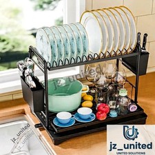 Dish Drying Rack Stainless Steel 2 Tier Kitchen Sink Organizer Black