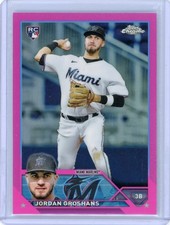 2023 Topps Chrome Jordan Groshans Miami Marlins Rookie Pink Refractor Card #9. rookie card picture