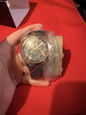 Fossil Grant Chronograph Navy Leather Men's Watch Rose Gold 44mm with Box