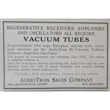 Audiotron Vacuum Tubes Regenerative Receivers Amplifiers Vintage Radio Parts Ad