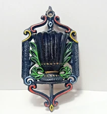 Antique Cast Iron Matchstick Holder Wilton Wall Hanging 6" tall x 3.25"