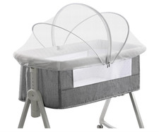 Bassinet Mosquito Net Cover for Baby Crib Travel Sleeper with Zipper White Small