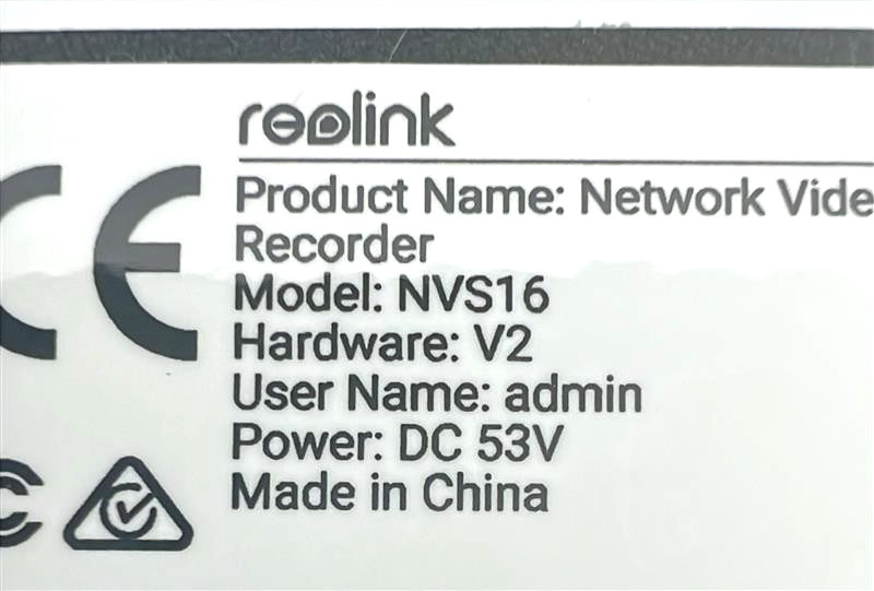 Reolink 16CH NVR - 4 TB HDD - Model: NVS16