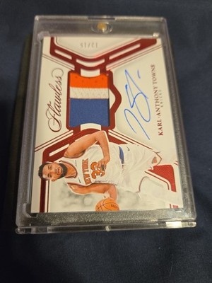 2024-25 Panini Flawless - Karl-Anthony Towns Auto Game Used 3 Color Patch /10 