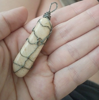 Handcrafted Pendant Featuring A Cream-colored Natural Stone Pendant Necklace