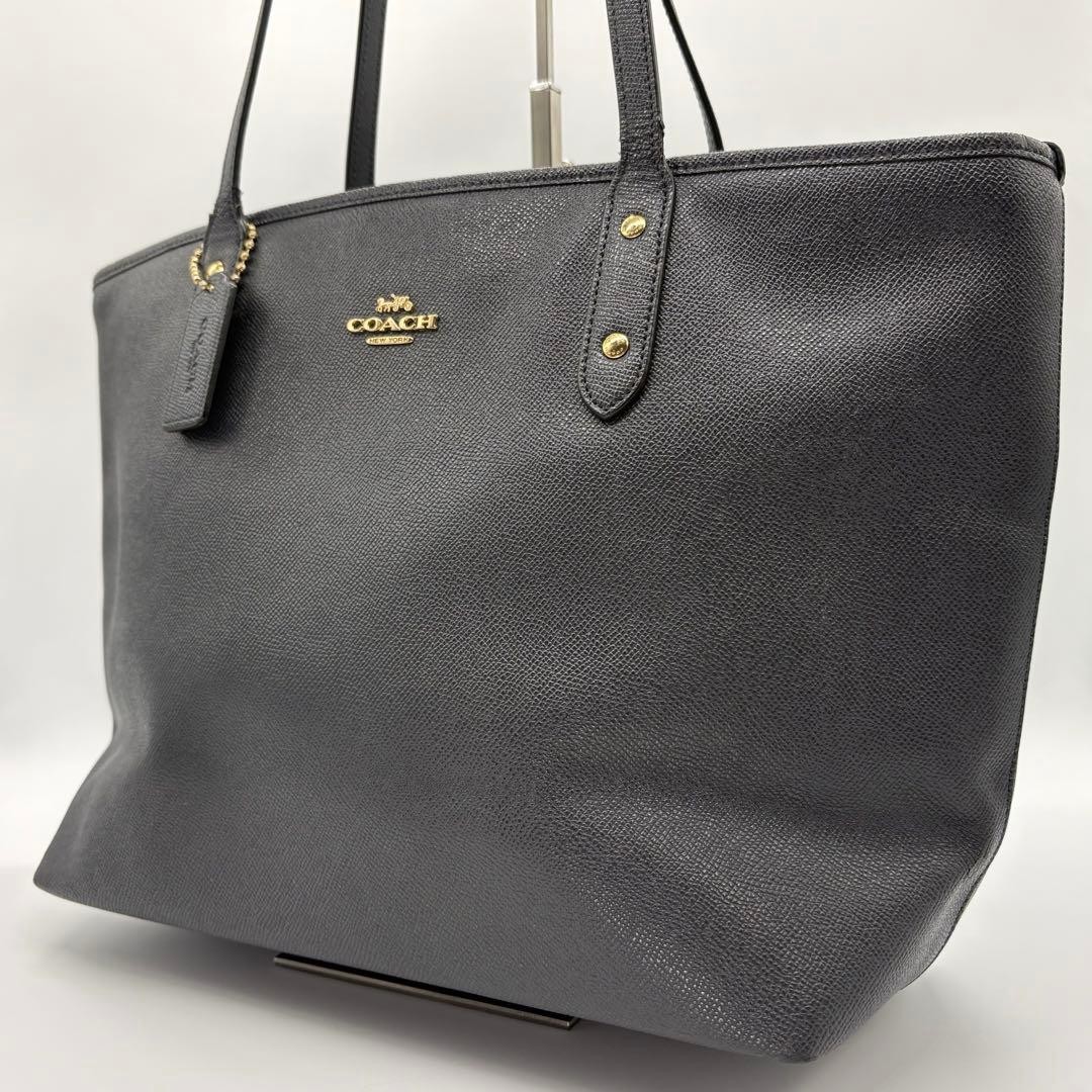 Coach City Leather Tote Black Shoulder Bag A4 Compatible Handbag Everyday