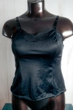 Vintage Wonder Maid Non Cling Black Satin Cami Camisole Size 40 Large Glam Pinup