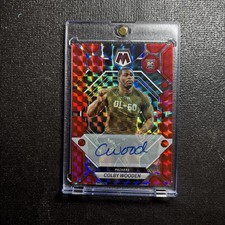 2023 Panini Mosaic-Rookies Colby Wooden #303 Red Mosaic Prizm Autographs /199.