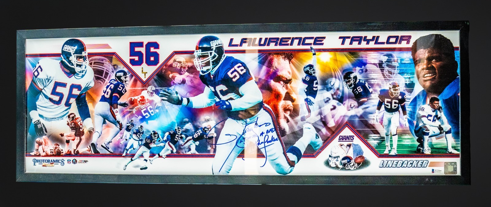 Lawrence Taylor Auto & Inscribed "BAMF" Photo File Art 36x12 BAS WA25898 