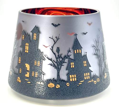 Abat-jour Rare Yankee Candle Halloween 2005 – Lueur Dans Le Noir Avec 6 Breloques Par Teresa Kogut