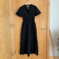 Baltic Born Women's Medium Vera Maxi Dress Black Short Sleeve