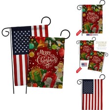 Breeze Decor Merry Christmas Burlap Garden Flag Small Double-Sided Made in USA