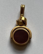 Antique Victorian ~ Carnelian/Bloodstone Fob Pendant ~ Silver Gilt/Gold filled
