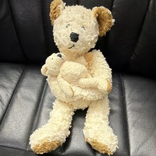 Beige Brown Plush Teddy Bear Holding Smaller Bear Stuffed Animal Lot of 2