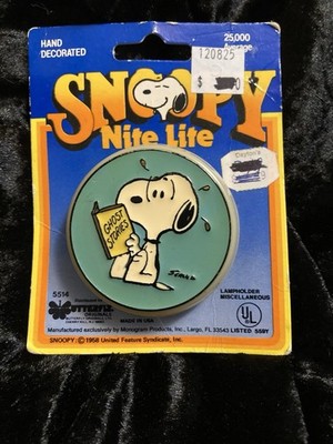 NEW Vintage Monogram Products SNOOPY NITE LITE 2'' Hand Decorated Made in USA NOS