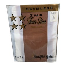 Vintage 2pr Rasco Beautiful Nylon Seamless Stockings Beige Size 10 First Quality