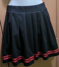 Wild Fable: Black With Red Double Horizontal Striped Hem, Pleated Skirt, XS