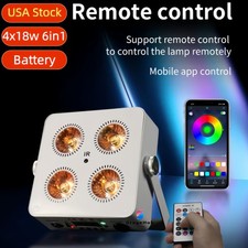 4x18W Led RGBWAUV 6IN1 Battery Wireless DMX Led Par Light Mini DJ Disco Uplights