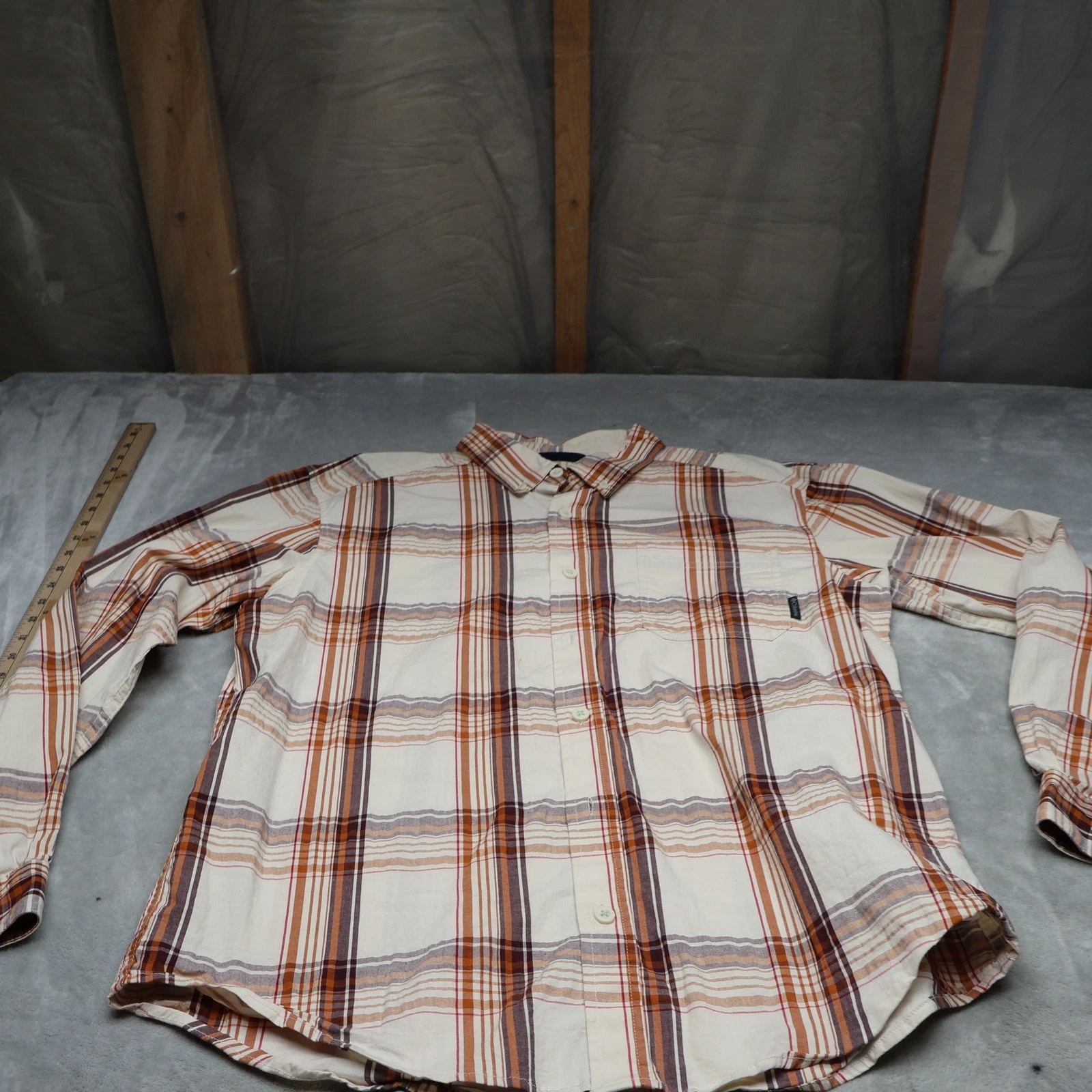 Columbia Shirt Mens Large Orange Plaid Rapid Rivers II Long Sleeve Button Down