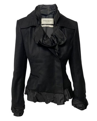 Yves Saint Laurent Rive Gauche Evening Blazer In  Wool Women Black Size 40