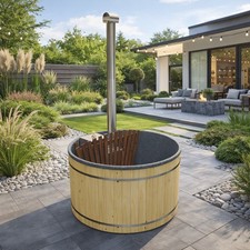 Hottub Badefass mit Holzofen 170 Ø Badebottich Badezuber Badetonne mit Einsatz