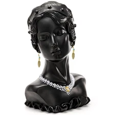 Jewelry Display Stand, Beauty Bust Mannequin Earring Stand, Black Resin