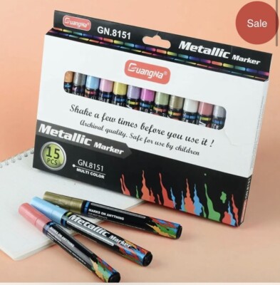 15 Stück Metallic Marker Mehrfarbig Sicher für Kinder UK SCHNELLE LIEFERUNG