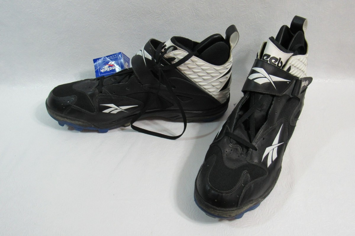 Reebok PitBull Cleats Black White Size 18 Vintage Men's